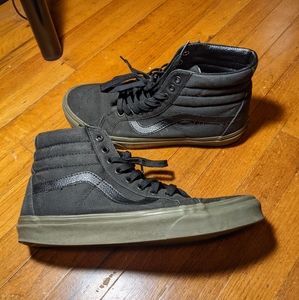 Black and Olive Green High top Vans